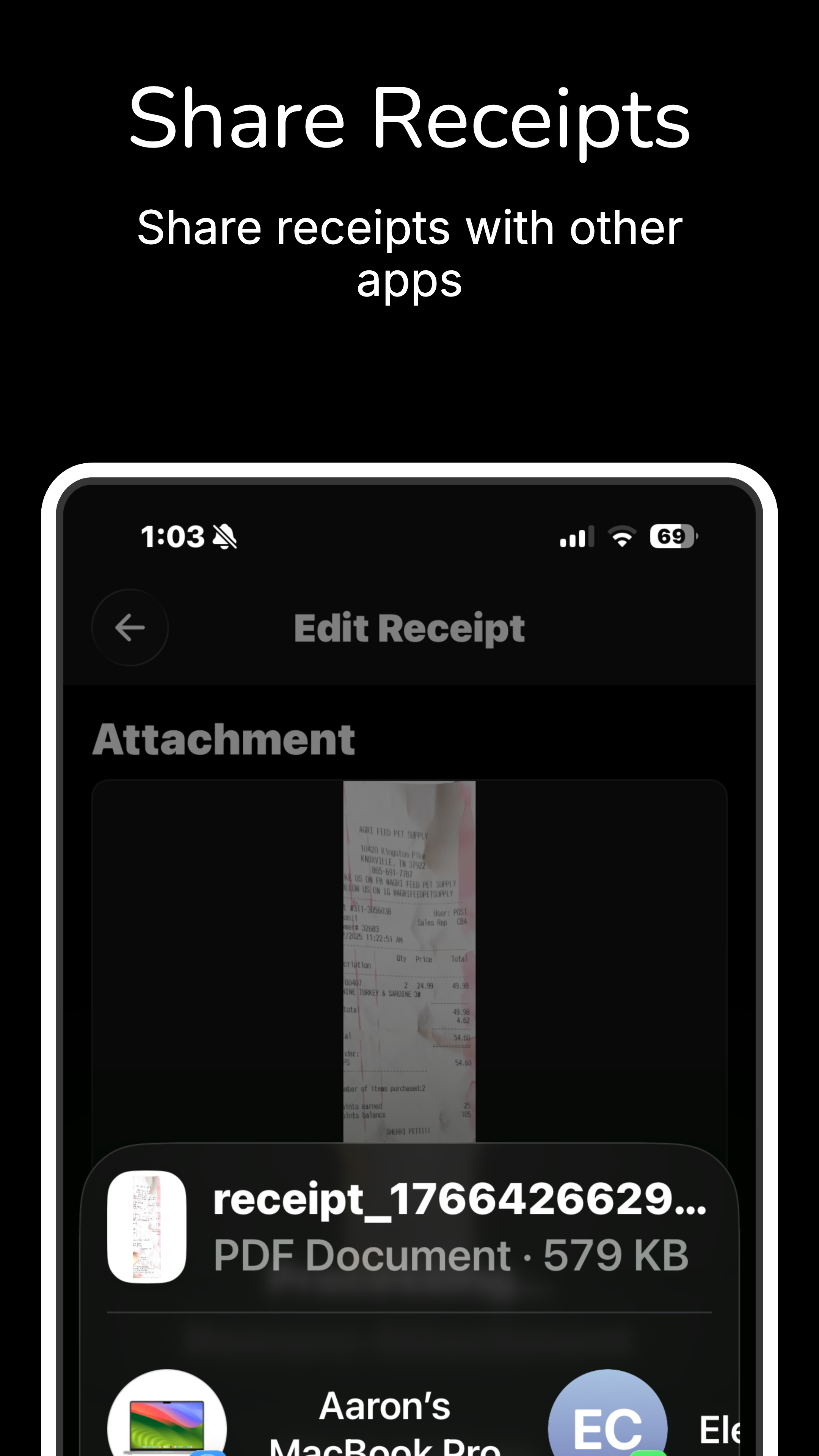 Share Receipts - Export anywhere